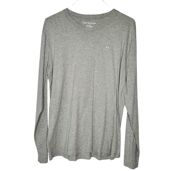True Religion Gray Logo Long Sleeve Tee XL - Picture 1 of 4